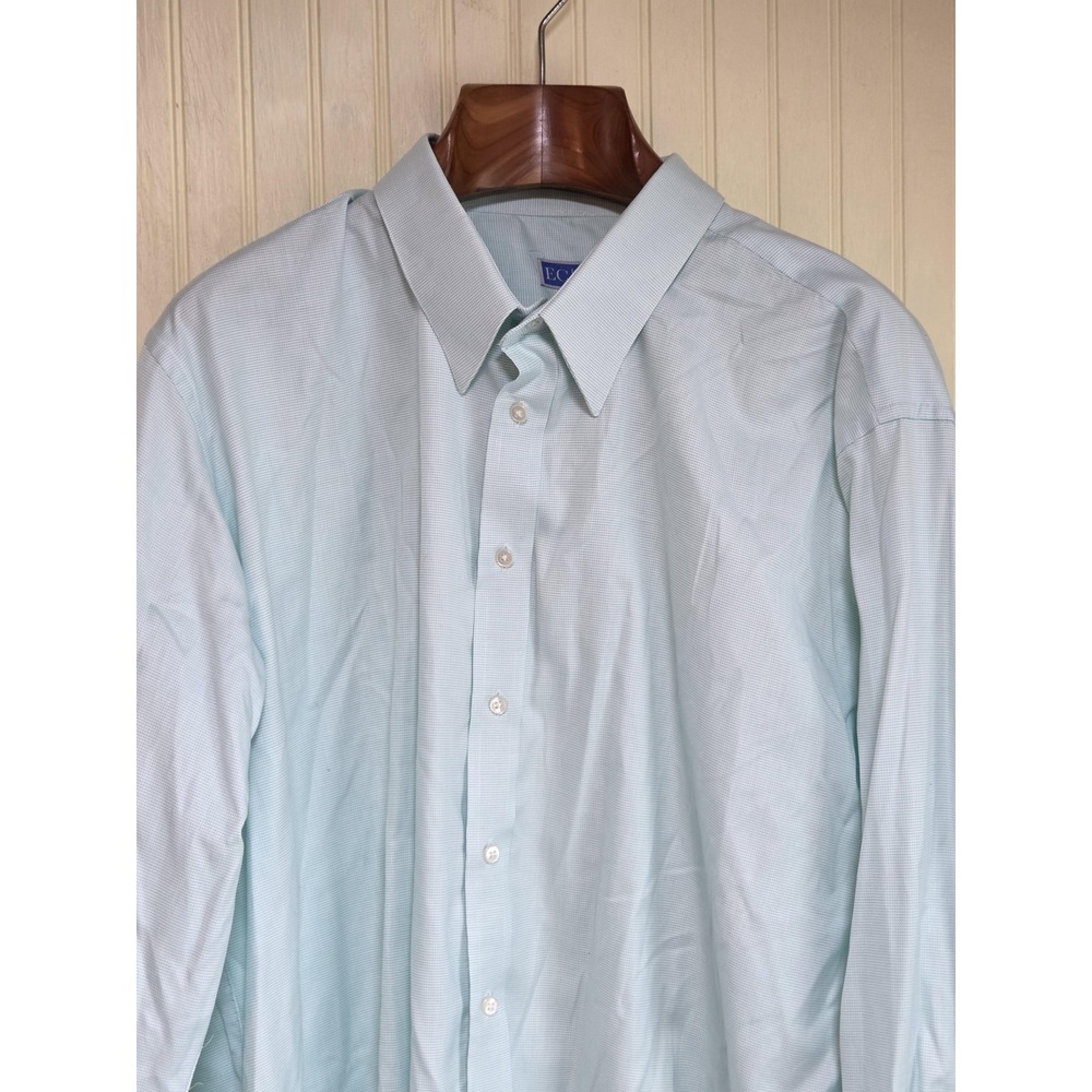 EC by Tom James Dress Shirt Mens Light Green Micro Check French Cuff Long Sleeve